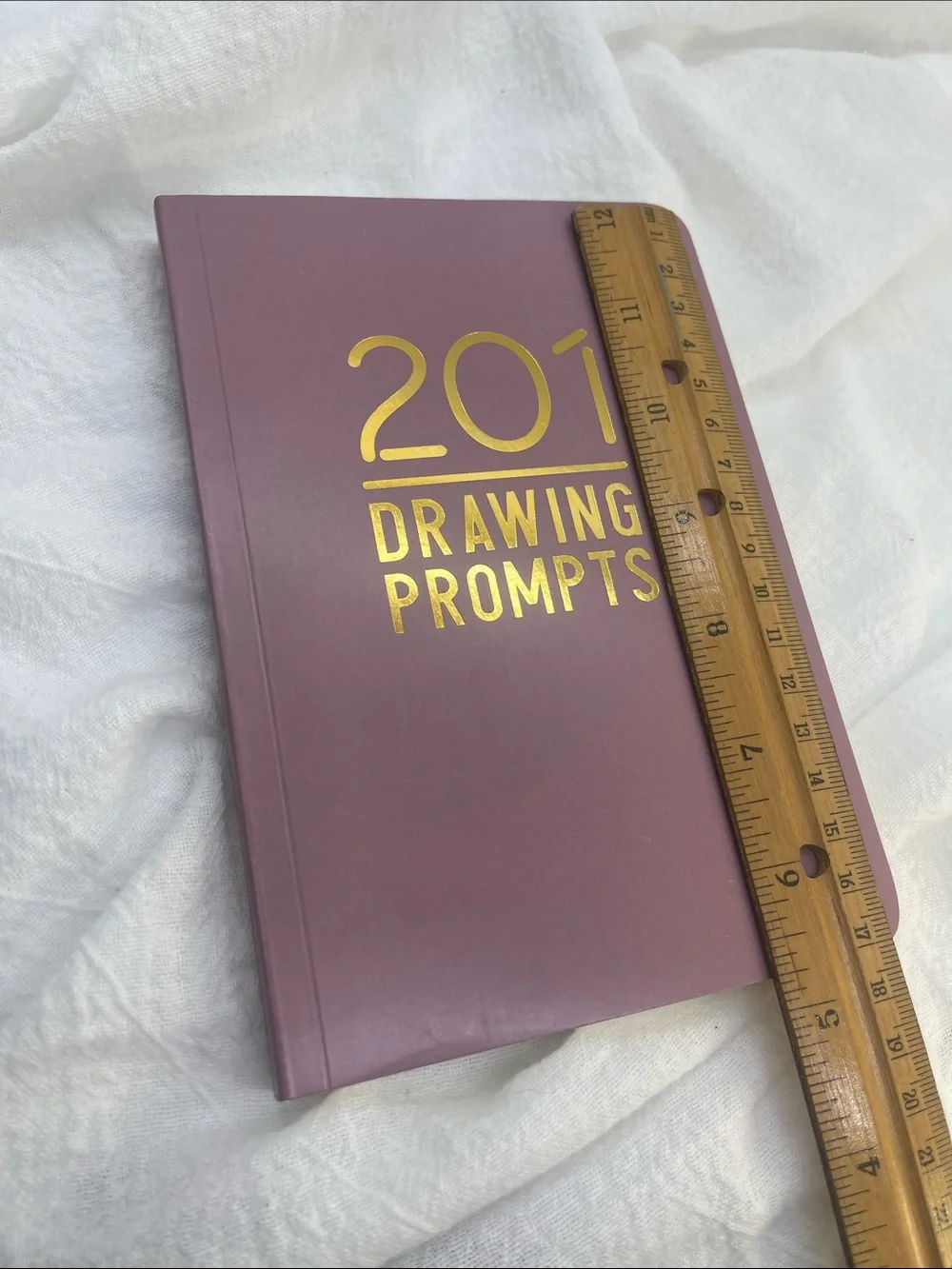201 Drawing Prompts Journal NEW Pink soft cover metallic Gold Print Sketch Pad